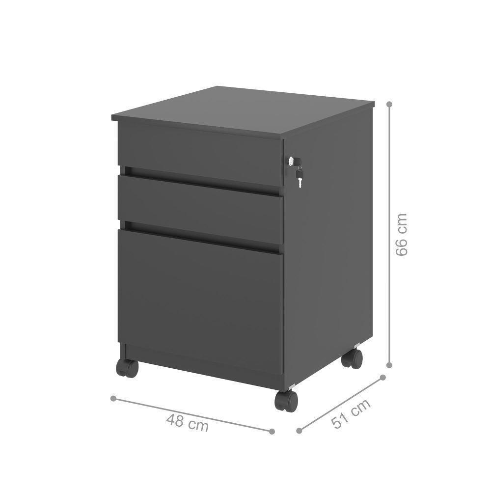 Gaveteiro Com 3 Gavetas Nora Preto Onix - 2