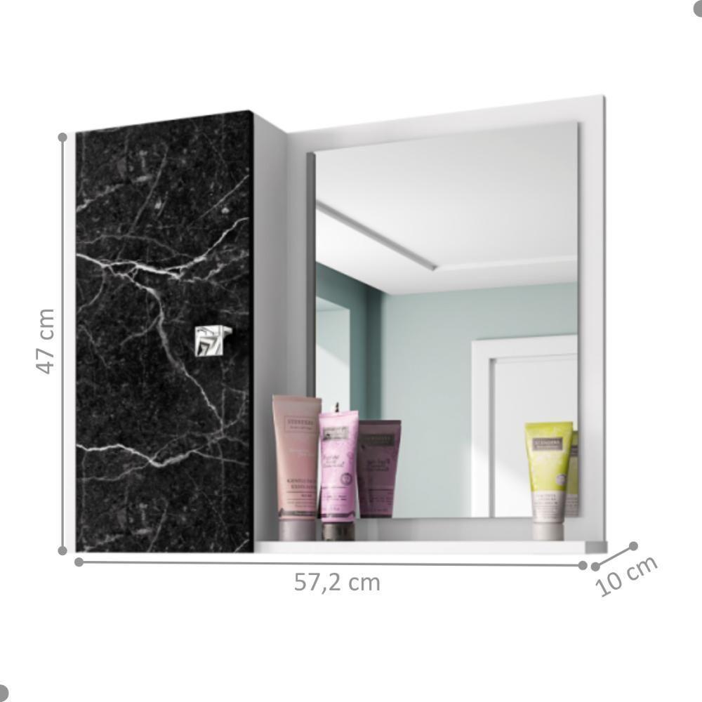 Espelheira Para Banheiro Com 1 Porta Porto Branco Nero - 2
