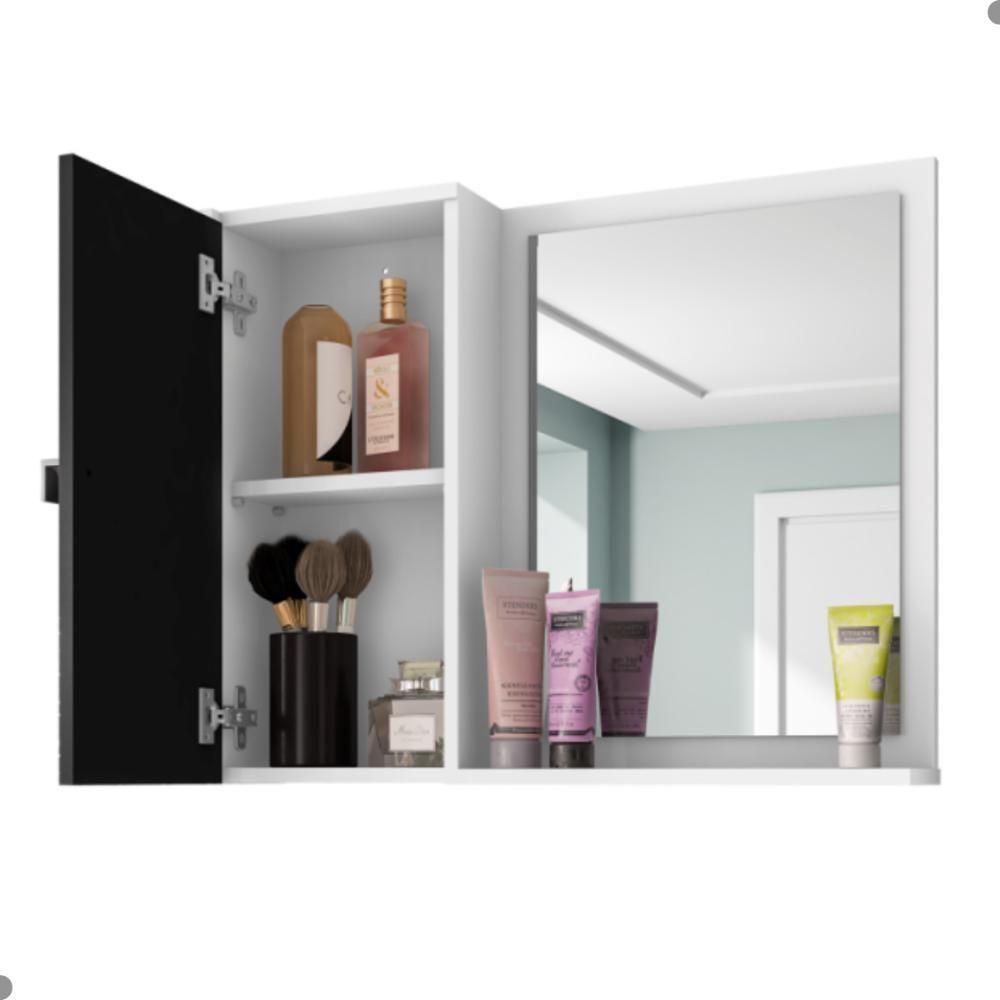 Espelheira Para Banheiro Com 1 Porta Porto Branco Nero - 4