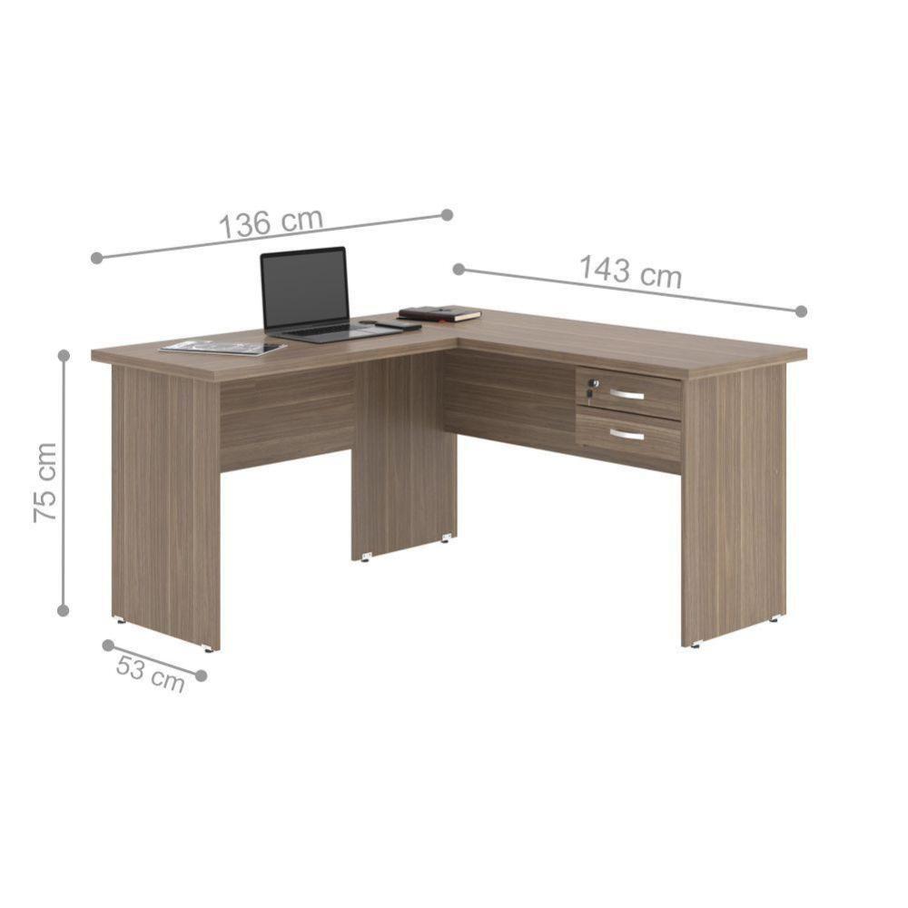 Jogo Mesa L Com Gaveteiro E Cadeira Giratória Affara Preto - 3