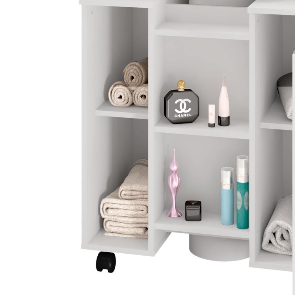 Gabinete Para Banheiro Illinóis Branco 4 Rodízios - 3