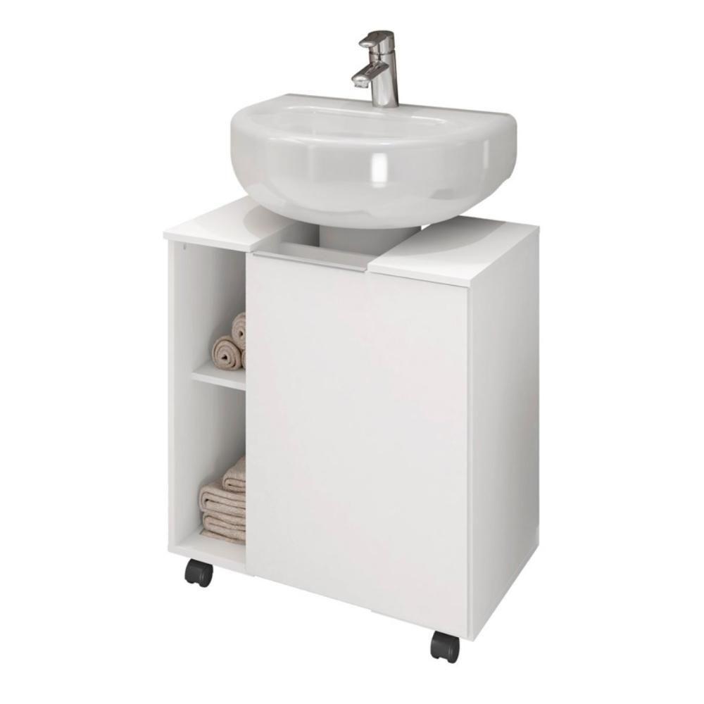 Gabinete Para Banheiro Illinóis Branco 4 Rodízios - 4