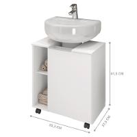 Gabinete Para Banheiro Illinóis Branco 4 Rodízios - 5