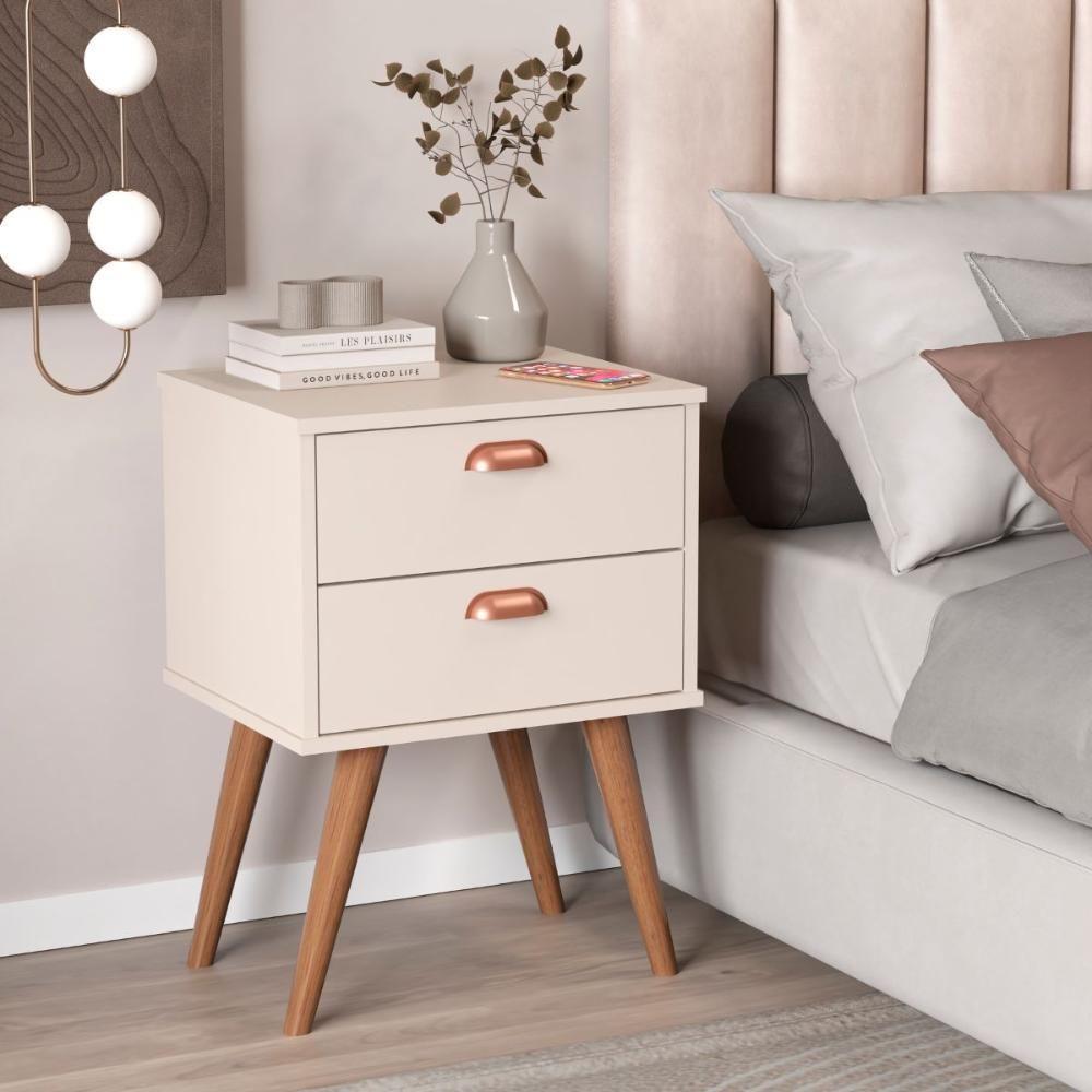 Mesa Apoio 2 Gavetas Mendoza Off White - 1