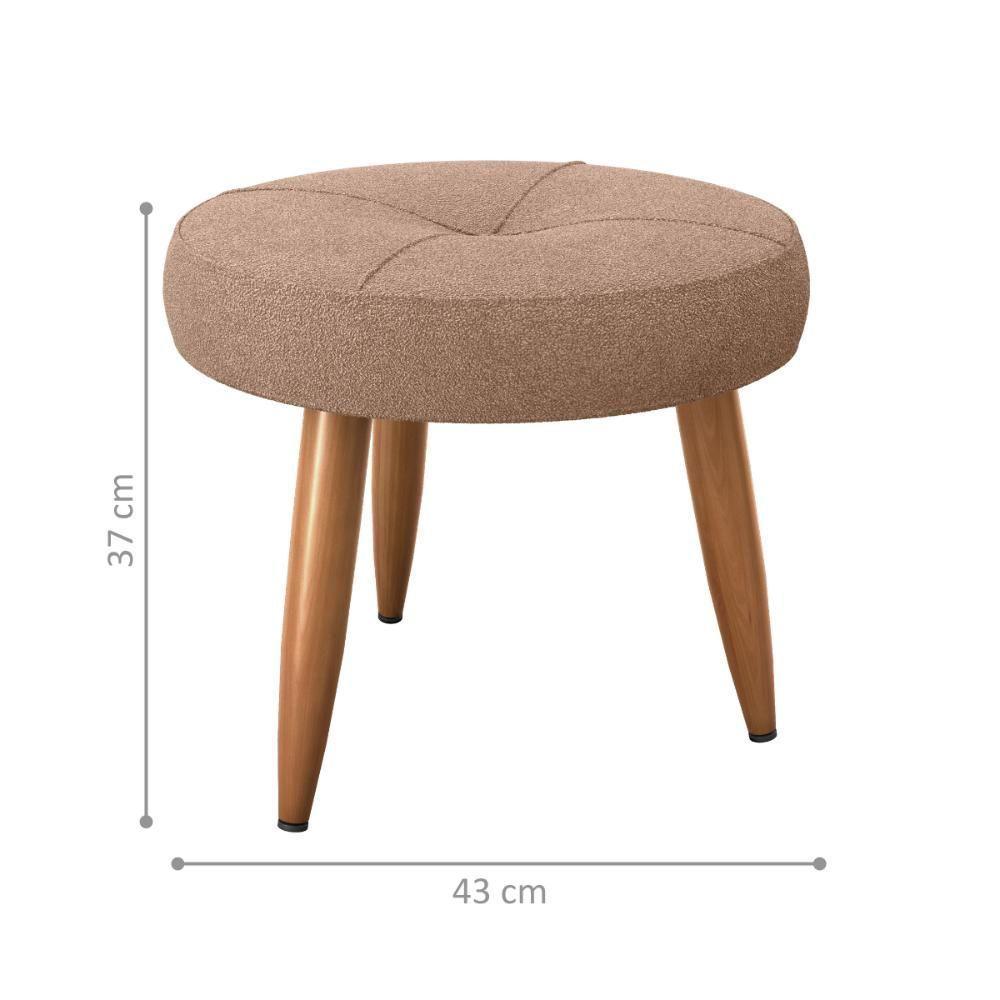 Puff Redondo Para Sala Davi Boucle Marrom - 2
