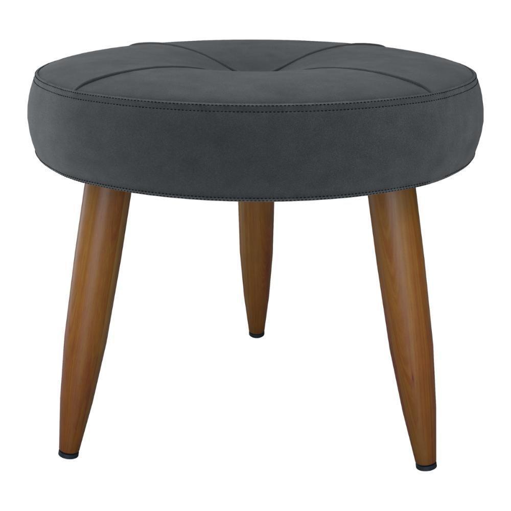 Puff Redondo Para Sala Davi Veludo Cinza - 3