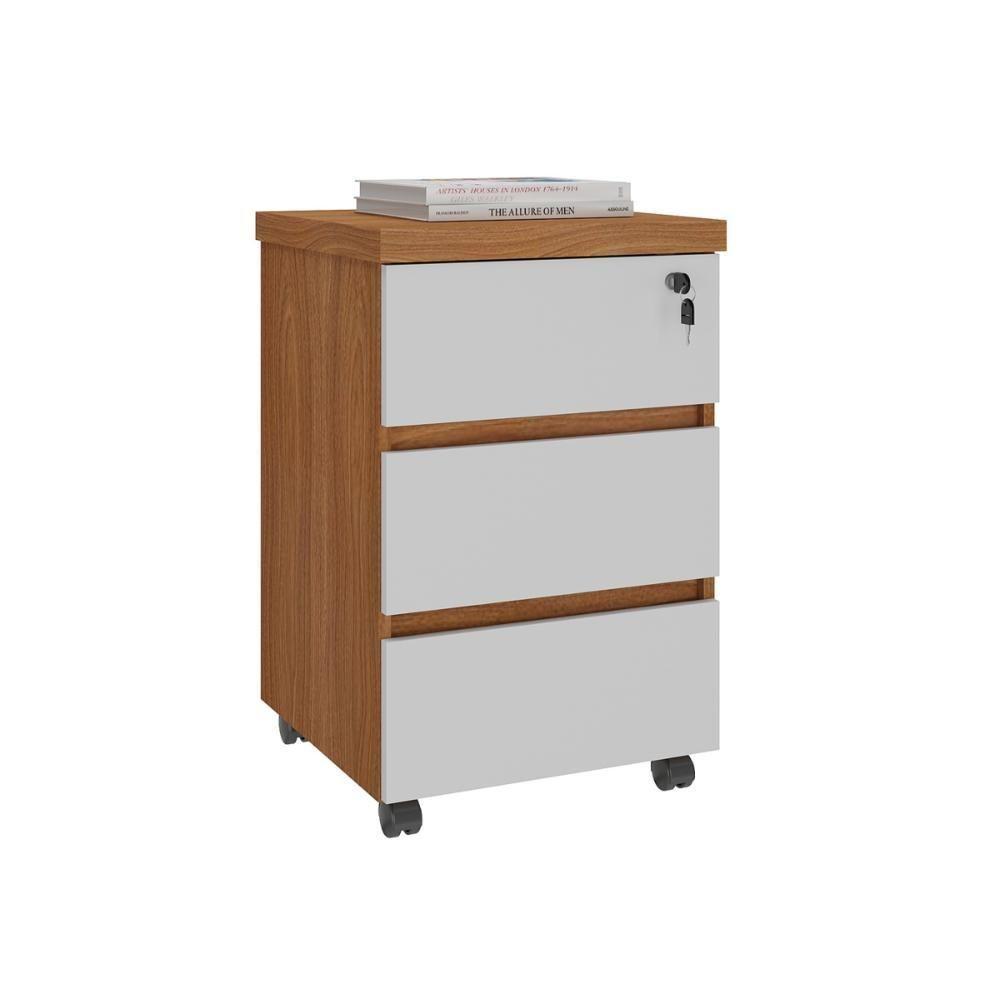 Mesa Para Escritório E Gaveteiro Araçu Freijó Branco - 6