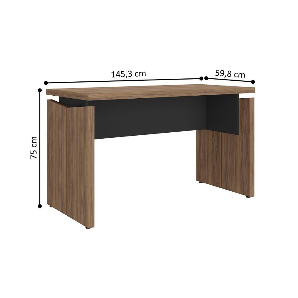 Mesa Para Escritório E Gaveteiro Araçu Nogal Preto - 2