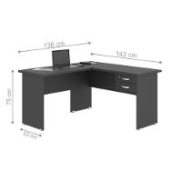 Mesa Em L Com Gaveteiro Carper Preto Onix - 2