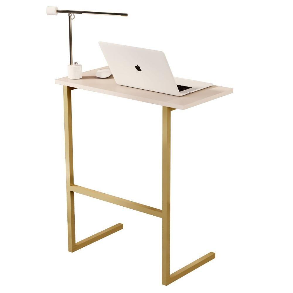Mesa Notebook Pés Ferro Bolonha Pérola Dourado - 2
