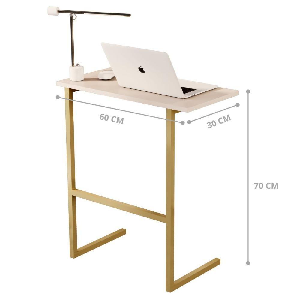 Mesa Notebook Pés Ferro Bolonha Pérola Dourado - 3