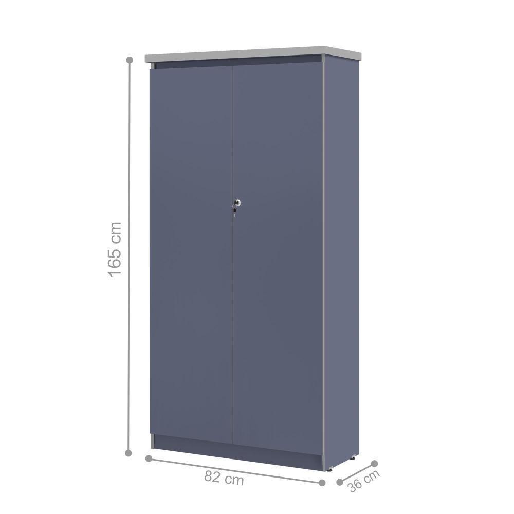 Mesa De Escritorio Com Armário 2 Portas Pampulha Azul - 3