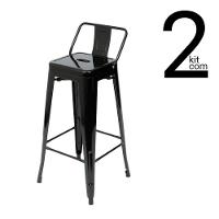 Conjunto 2 Banquetas Tolix Com Encosto Baixo - Preta - 1