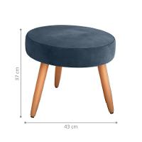 Puff Redondo Para Sala Sueli Veludo Azul - 2