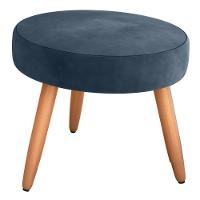 Puff Redondo Para Sala Sueli Veludo Azul - 3