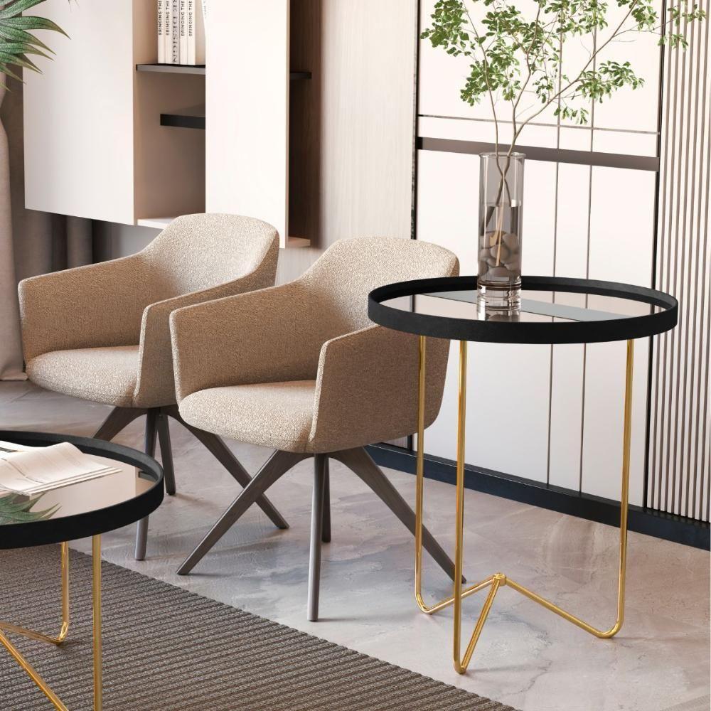 Mesa Lateral Bucareste Preto Dourado - 1