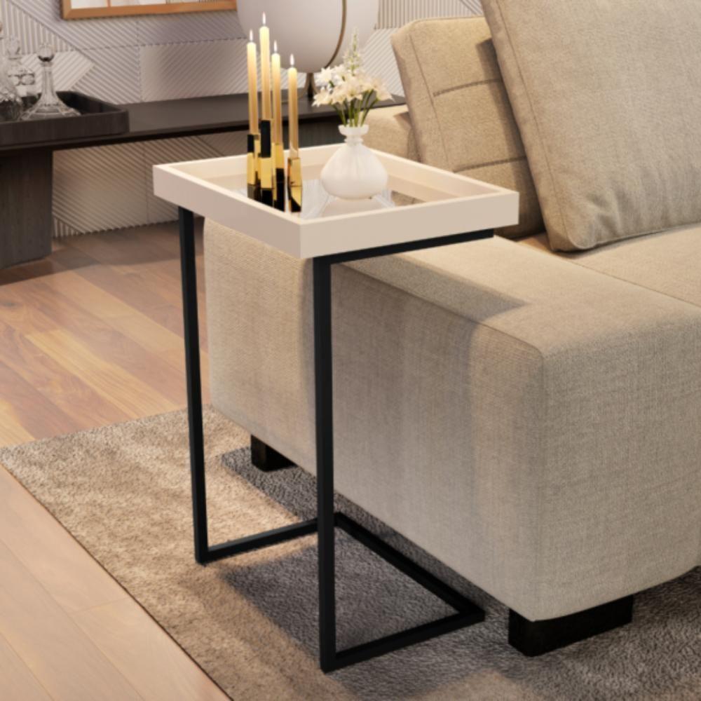 Mesa De Apoio Com Pés De Ferro India Perola Preto - 1