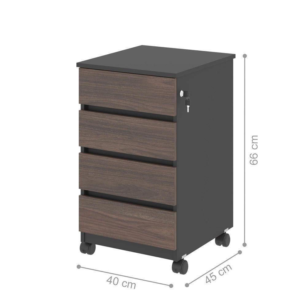 Gaveteiro Com 4 Gavetas Chelsea Freijo Preto - 2