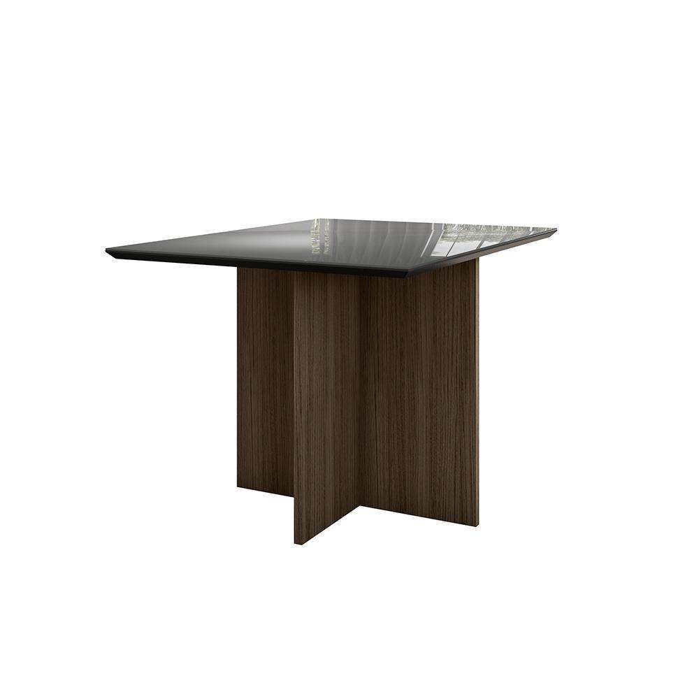 Mesa De Jantar 4 Lugares 1,20m Tampo Com Vidro Napoles Amendoa Grafite - 1