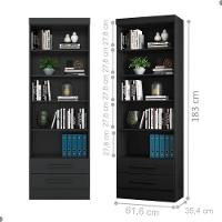 Livreiro Com 4 Prateleiras Lakewood Preto Fosco - 2