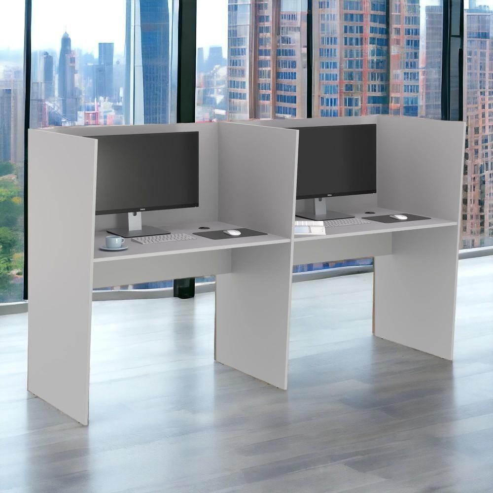 Guiche De Trabalho 2 Lugares Grecia Cinza - 3