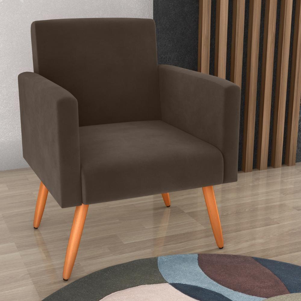 Poltrona Para Decoração Belém Veludo Marrom - 1