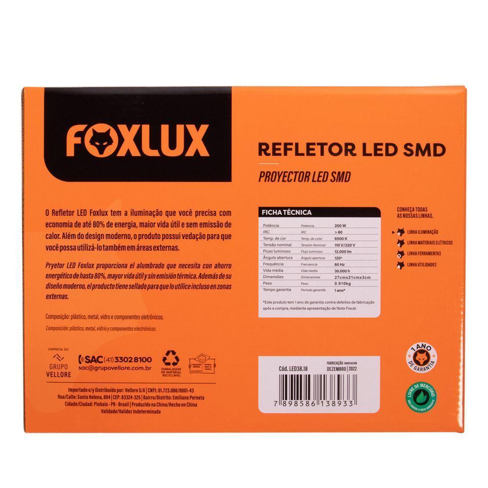 Kit 3 Refletor Led 200w Bivolt Luz Branca Ip65 Foxlux - 10