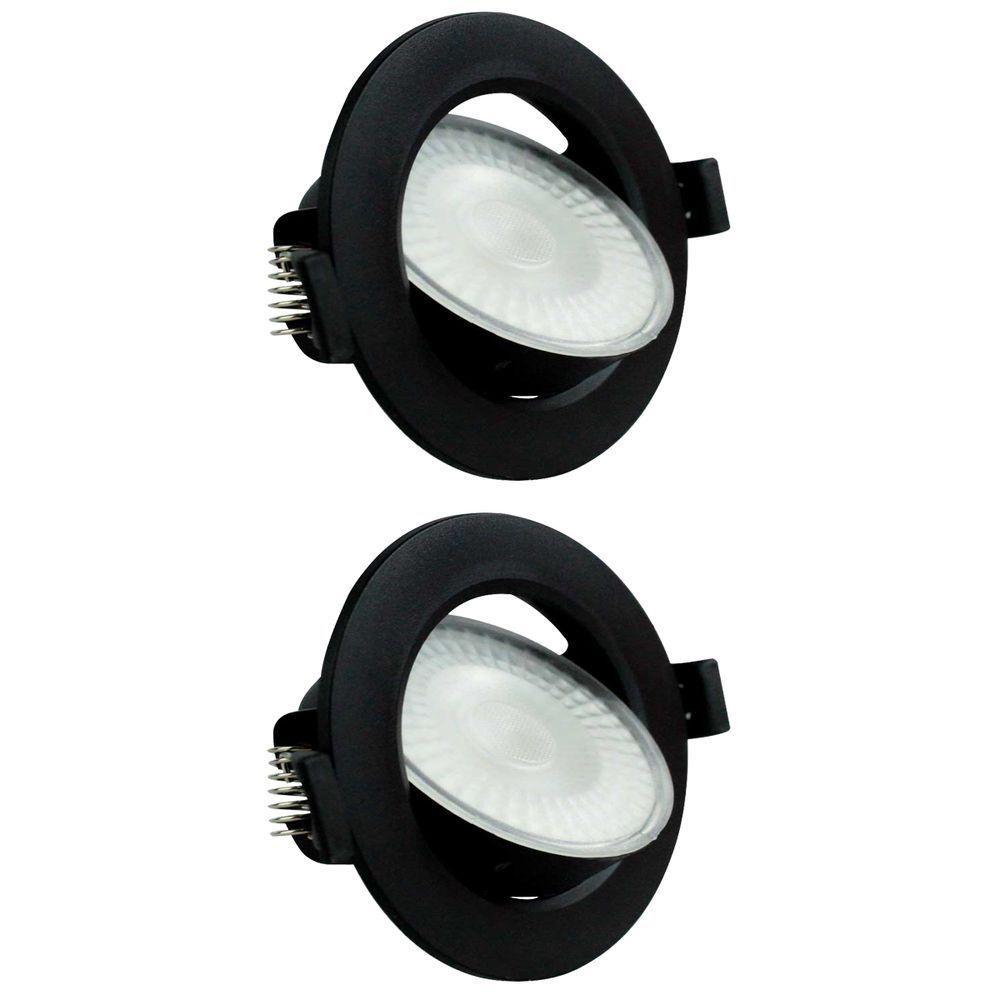 Kit 2 Spot Led 7w Redondo 6500k Preto Bivolt Foxlux - 1