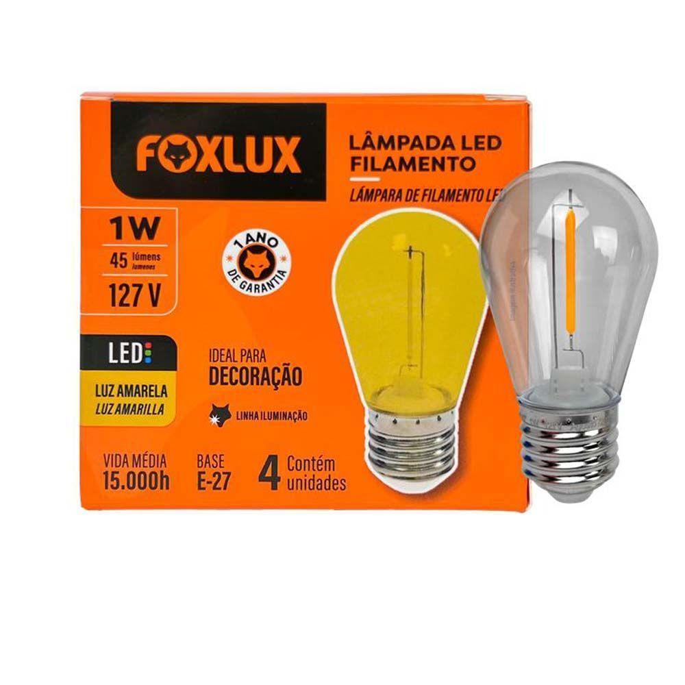 Kit 8 Lâmpada Led Filamento Amarelo 1w E-27 127v Foxlux - 4