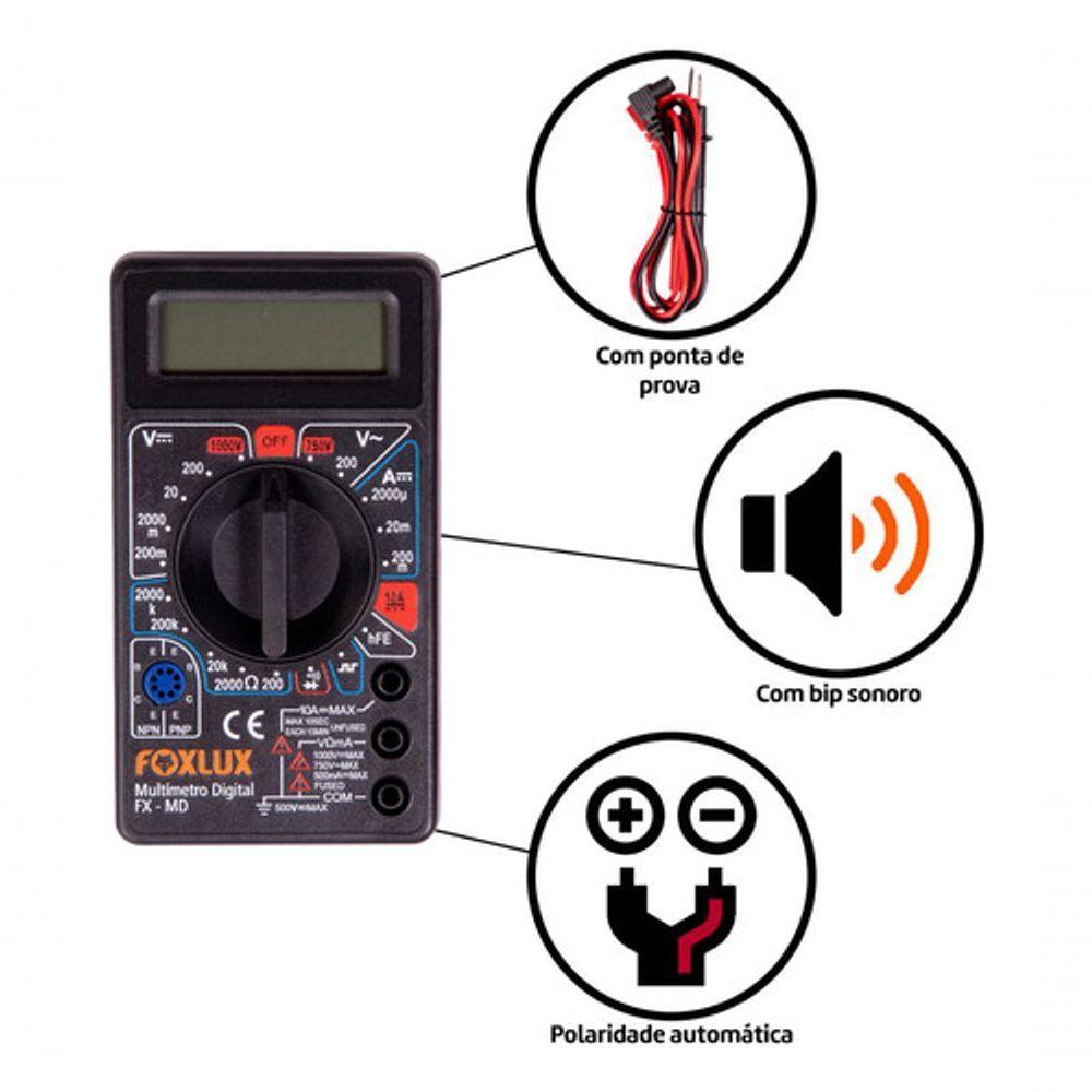 Multímetro Digital Com Teste Bipe Foxlux - 4