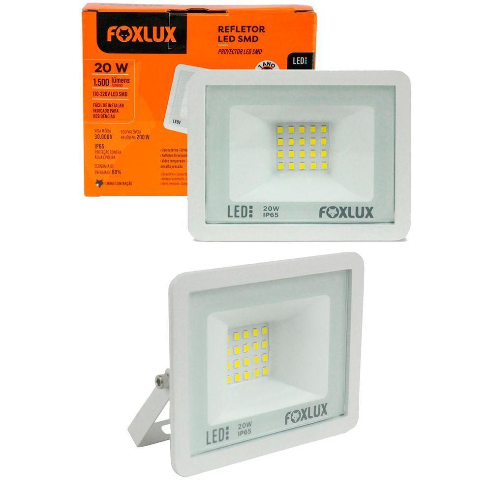 Kit 2 Refletor Led 20w 6500k Branco Bivolt Foxlux - 1
