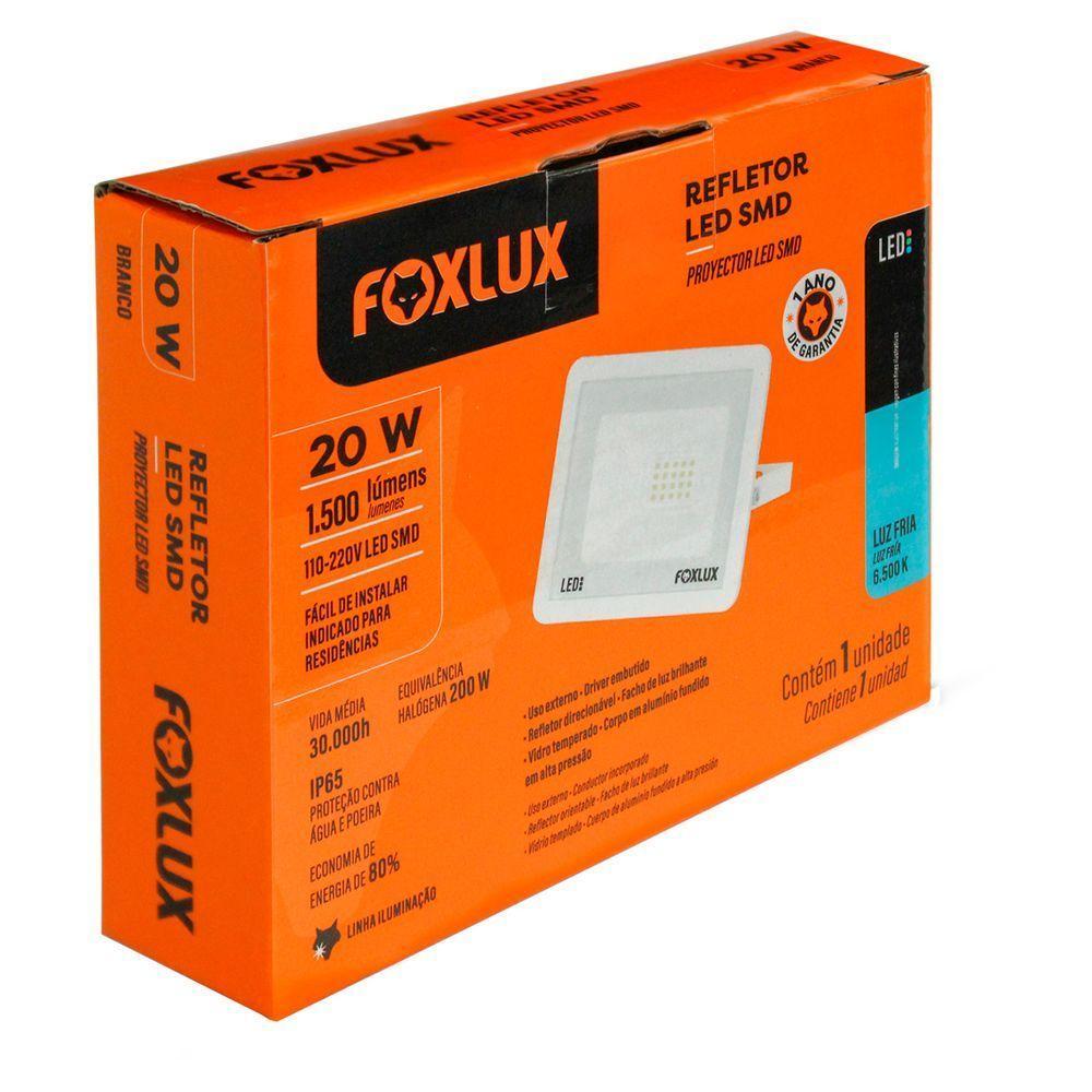 Kit 2 Refletor Led 20w 6500k Branco Bivolt Foxlux - 6