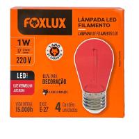 Lâmpada Led Filamento Vermelho 1w E-27 220v 4 Peças Foxlux
