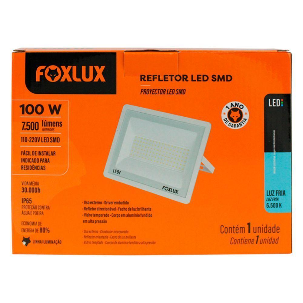 Kit 2 Refletor Led 100w 6500k Branco Bivolt Foxlux - 6
