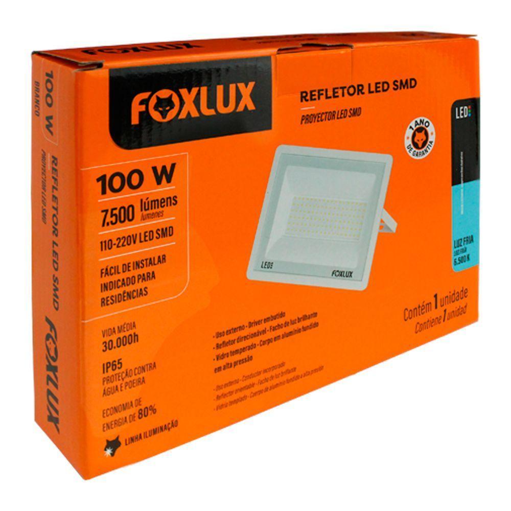 Kit 2 Refletor Led 100w 6500k Branco Bivolt Foxlux - 7