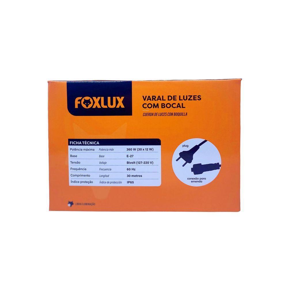 Varal De Luzes 30 M Bocal E-27 Bivolt Sem Lampadas Foxlux - 8