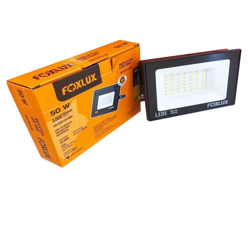 Refletor Led 50w 3000k Preto Bivolt Foxlux - 2