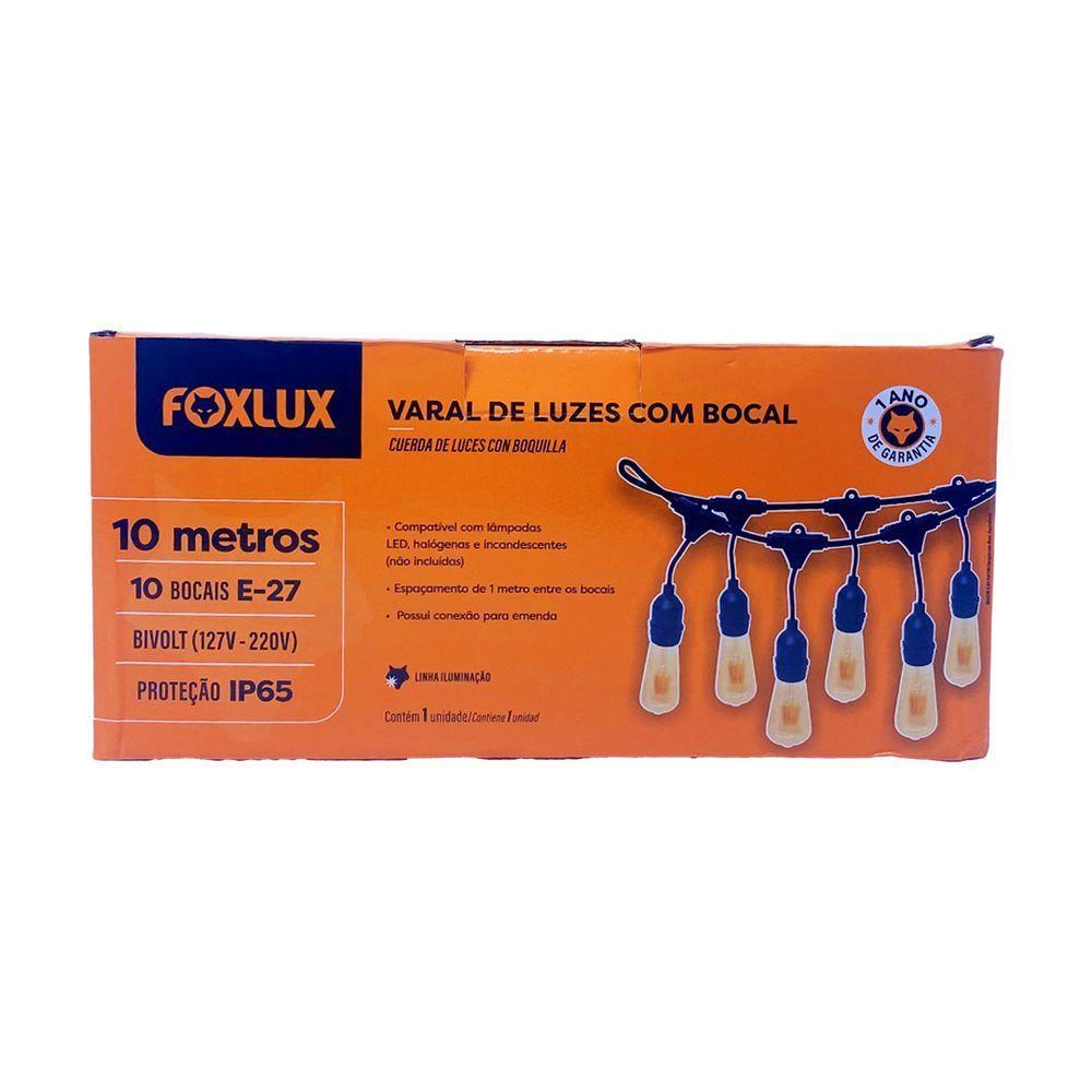 Varal De Luzes 10m Bivolt Com 10 Lâmpadas Amarelas 220v Foxlux - 4