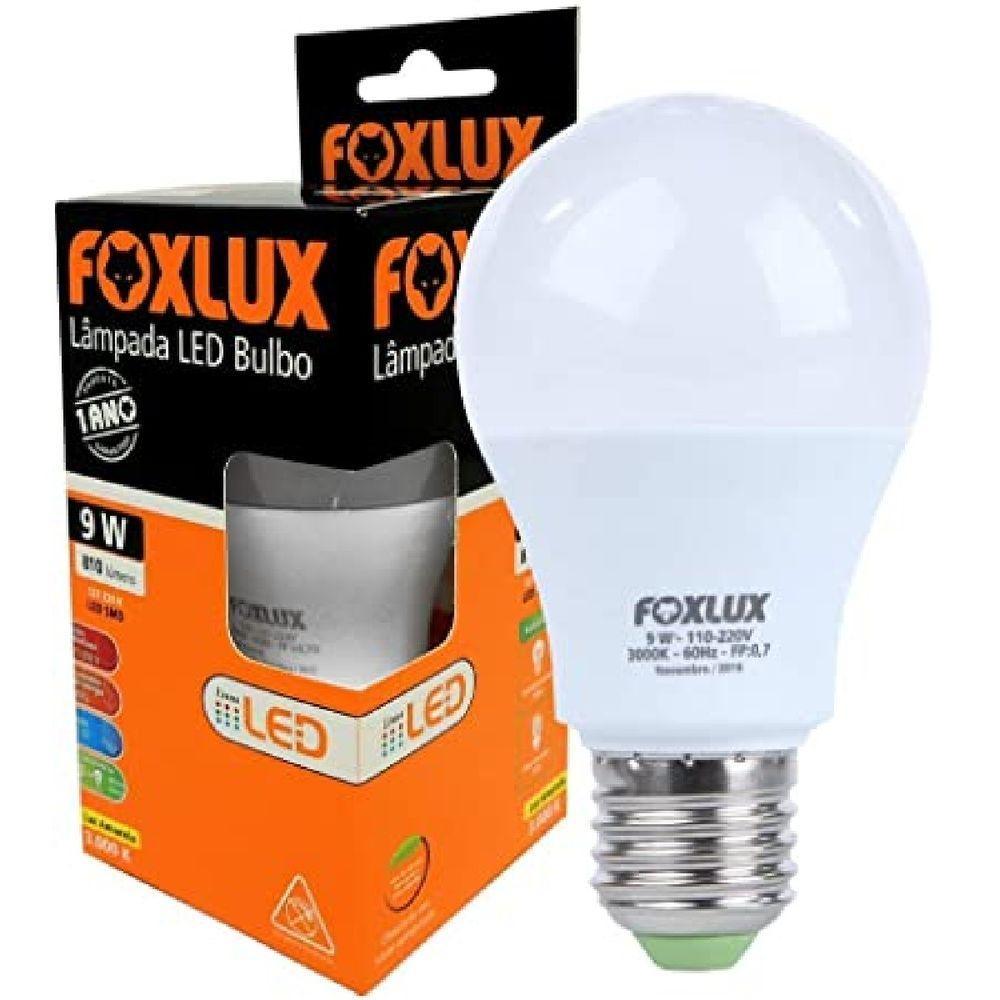 Kit 2 Lâmpadas Led Bulbo 9w Base E-27 Bivolt 3000k Foxlux - 2