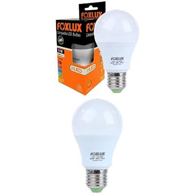 Kit 2 Lâmpadas Led Bulbo 9w Base E-27 Bivolt 3000k Foxlux