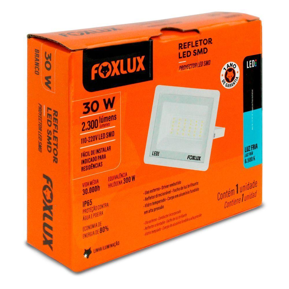 Refletor Led 30w 6500k Branco Bivolt Foxlux - 6