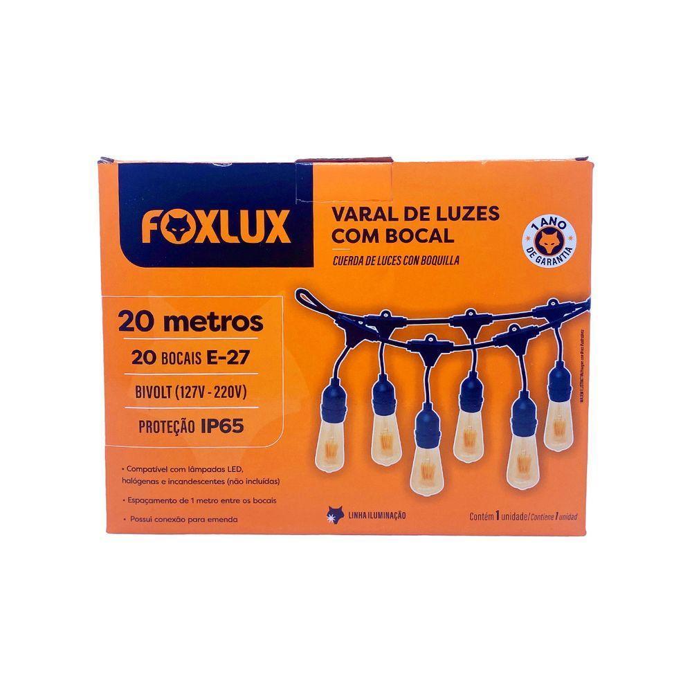 Varal De Luzes 20m Bivolt Com 20 Lâmpadas Amarelas 220v Foxlux - 8