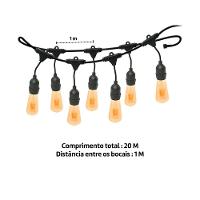 Varal De Luzes 20m Bivolt Com 20 Lâmpadas Amarelas 220v Foxlux - 6