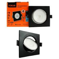 Kit 2 Spot Led 7w Quadrado 6500k Preto Bivolt Foxlux - 1