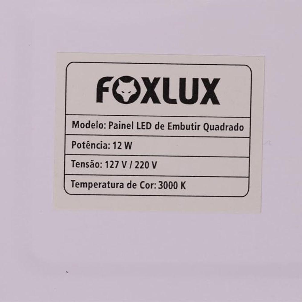 Kit 2 Painel Led Quadrado Embutir 12w 3000k Bivolt Foxlux - 6