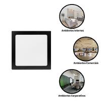Kit 5 Painel Led 29,3x29,3 Quadrado Preto Sobrepor 24w 6500k Foxlux