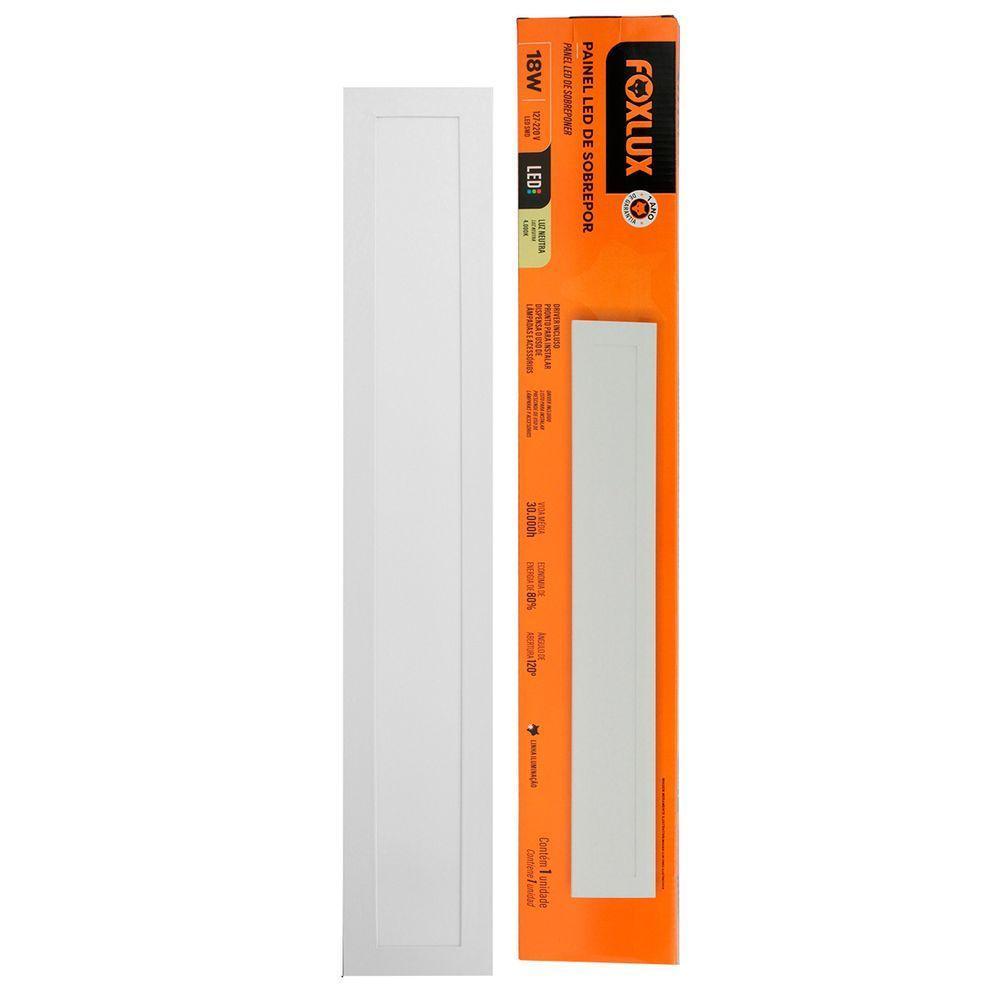 Kit 2 Painel Led 60x10 Retangular Branco Sobrepor 18w 4000k Foxlux - 3