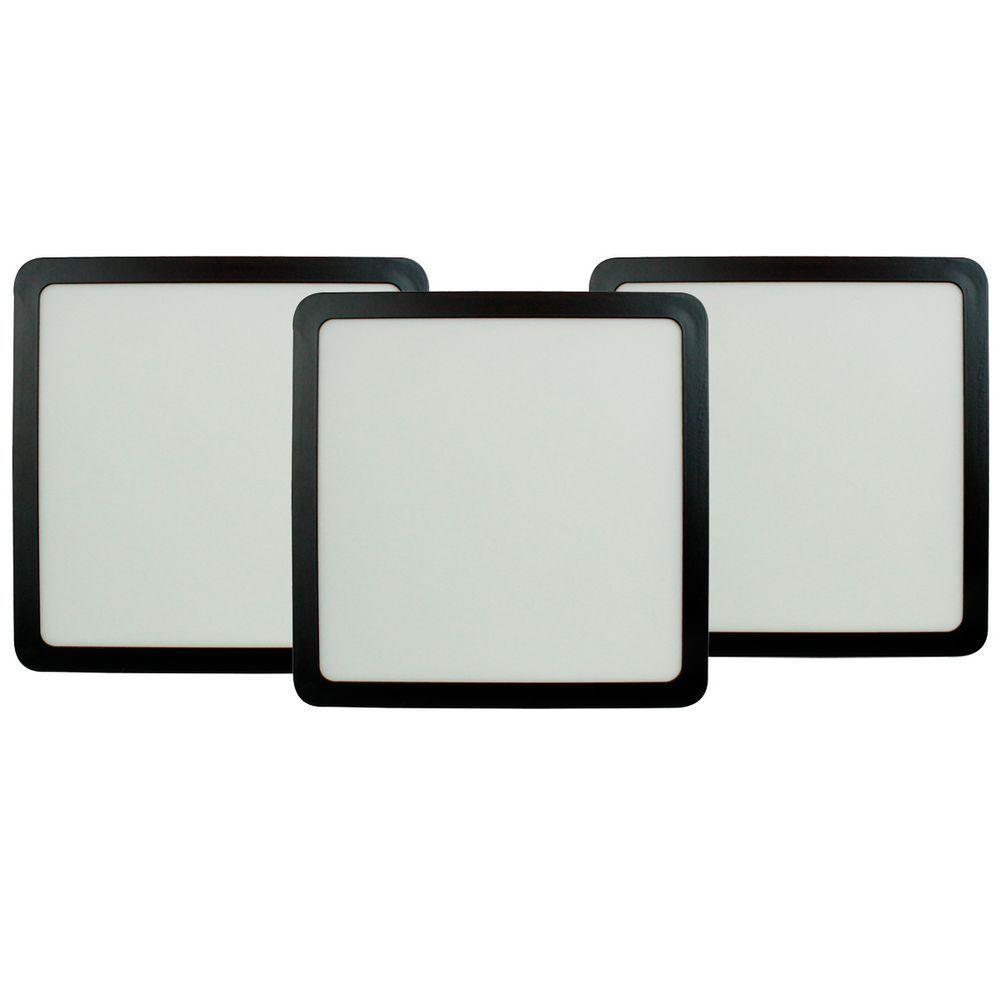 Kit 3 Painel Led 20,4x20,4 Quadrado Preto Sobrepor 18w 6500k Foxlux - 1