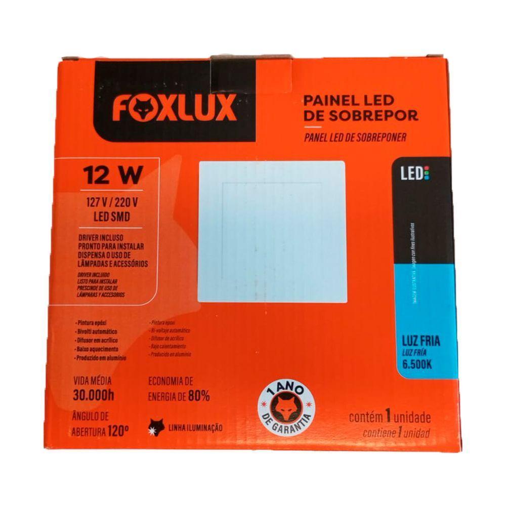 Painel Led 15,6x15,6 Quadrado Branco Sobrepor 12w 6500k Foxlux - 2