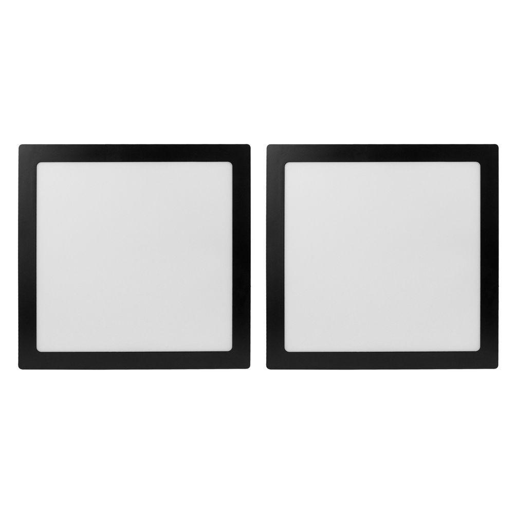 Kit 2 Painel Led 29,3x29,3 Quadrado Preto Embutir 24w 6500k Foxlux - 1